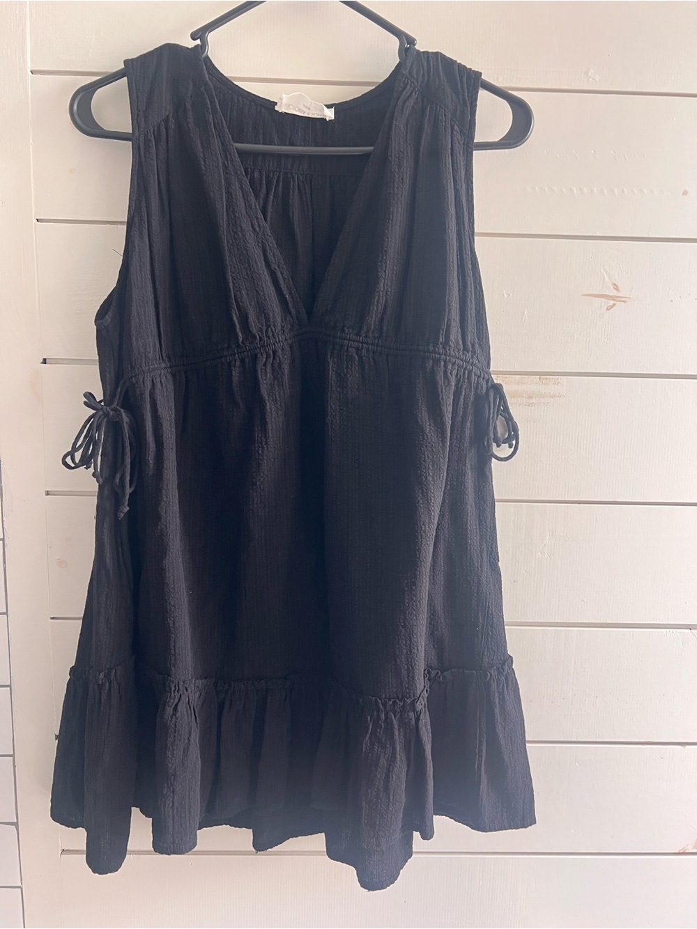 Women’s Black Mini Dress with Side Tie Detail
